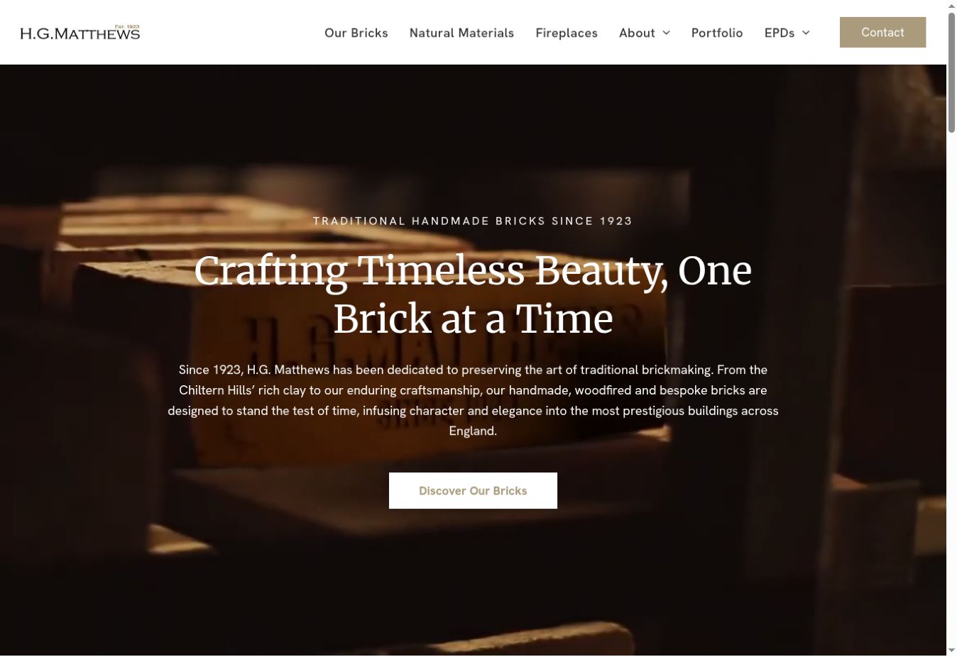 H.G. Matthews homepage, shown in a minimal desktop display mockup